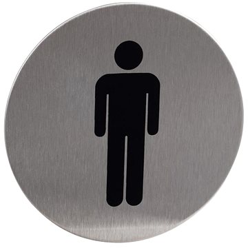 Znak rozlišovací &quot;WC-muži&quot;, O 75 mm, samolepící, nerez - Příslušenství pro WC