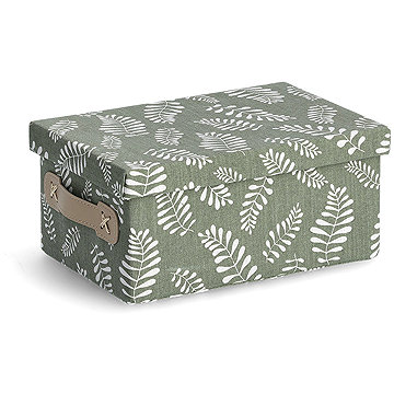 

ZELLER Úložný box s víkem motiv Listy, bavlna, polyester 28 × 19 × 13 cm