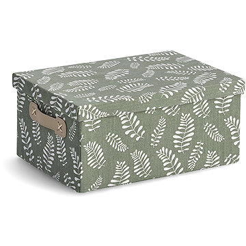 

ZELLER Úložný box s víkem motiv Listy, bavlna, polyester 36 × 26 × 16,5 cm