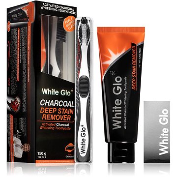 

WHITE GLO Charcoal 150 g + zubní a mezizubní kartáček