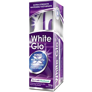

WHITE GLO bělící zubní pasta s ústní vodou 2v1, 150 g + zubní a mezizubní kartáček