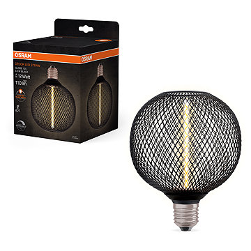 

OSRAM slaměné LED stropní světlo E27 GLOBE BLACK, laditelná teplá bílá