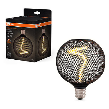 

OSRAM spirálové LED stropní světlo E27 GLOBE BLACK, laditelná teplá bílá