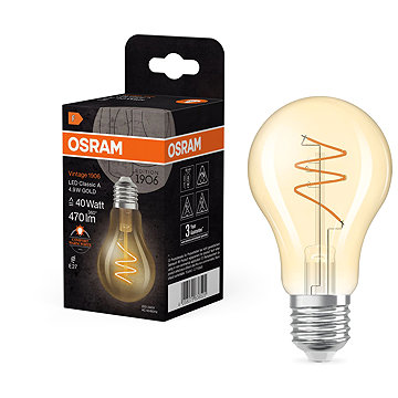 

OSRAM zlatá LED žárovka E27 4.9W VINTAGE CLASSIC A, teplá bílá