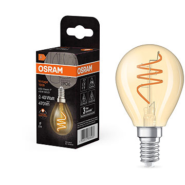 

OSRAM zlatá LED žárovka E27 4.9W VINTAGE CLASSIC P, teplá bílá