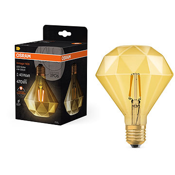 

OSRAM diamantová LED žárovka E27 4,5 W Vintage 1906, teplá bílá