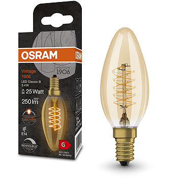 

OSRAM svíčková vintage LED žárovka E14 3,4 W CLASSIC B, teplá bílá