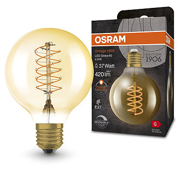

OSRAM Vintage stmívatelná LED žárovka E27 4,8 W GLOBE, teplá bílá