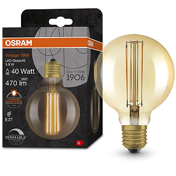 

OSRAM zlatá vintage LED žárovka E27 5,8 W GLOBE, teplá bílá
