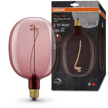 

OSRAM růžová balónová LED stmívatelná žárovka E27 4,5 W VINTAGE, teplá bílá