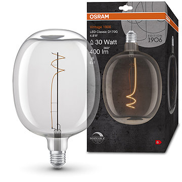 

OSRAM čirá balónová LED stmívatelná žárovka E27 4,8 W VINTAGE, teplá bílá