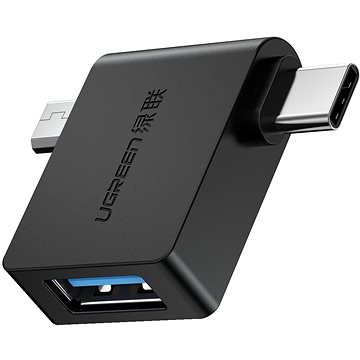 Ugreen micro USB (M) + USB-C (M) to USB 3.0 (F) OTG Adapter Black - Redukce