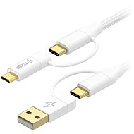 AlzaPower MultiCore 4in1 USB 2m bílý - Datový kabel