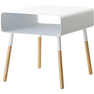 Yamazaki Odkládací stolek s poličkou Plain 4229, kov/dřevo, bílý - Odkládací stolek