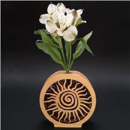 AMADEA Dřevěná váza kulatá s motivem slunce, masivní dřevo, výška 15 cm - Váza