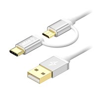 Datový kabel AlzaPower MultiCore Micro USB + USB-C 1m stříbrný