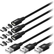 Datový kabel AlzaPower MagCore 2in1 USB-C + Micro USB, 3A, Multipack 3ks, 0.5m černý