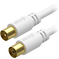 AlzaPower Core Coaxial IEC (M) - IEC (F), pozlacený konektor, 3 m bílý - Koaxiální kabel
