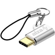 Redukce AlzaPower Keychain USB-C (M) na Micro USB (F) stříbrná - Redukce