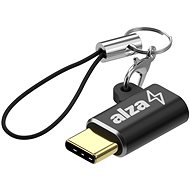 Redukce AlzaPower Keychain USB-C (M) na Micro USB (F) černá