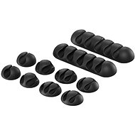 Cable Organiser AlzaPower Cable Clips Mix, 10pcs, Black