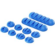 Cable Organiser AlzaPower Cable Clips Mix, 10pcs, Blue