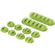 Cable Organiser AlzaPower Cable Clips Mix, 10pcs, Green