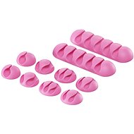 Organizér kabelů AlzaPower Cable Clips Mix 10 pcs růžový - Organizér kabelů
