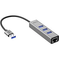 USB Hub AlzaPower AluCore USB-A (M) na 3× USB-A (F) s LAN vesmírně šedá