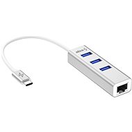 USB Hub AlzaPower AluCore USB-C (M) na 3× USB-A (F) s LAN stříbrná