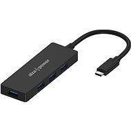USB Hub AlzaPower FlatCore USB-C (M) na 4× USB-A 3.0 (F) černý