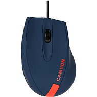 CANYON myš drátová M-11, 3 tlačítka, 1000 dpi, pogumovaný povrch, modrá - červené logo - Myš