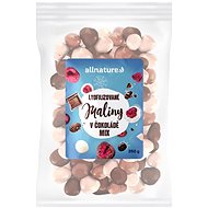 Allnature Mrazem sušené maliny Mix v mléčné, hořké a bílé čokoládě 250 g