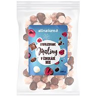Allnature Mrazem sušené maliny Mix v mléčné, hořké a bílé čokoládě 100 g