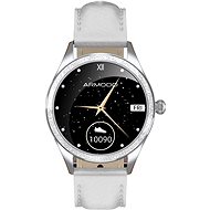 ARMODD Candywatch Crystal 2 stříbrná s bílým koženým řemínkem - Chytré hodinky
