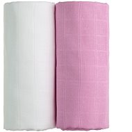 T-tomi TETRA Osušky 2 ks white + pink - Dětská osuška