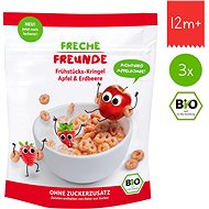 Freche Freunde BIO Cereálie - Křupavá kroužky - Jablko a jahoda 3× 125 g - Sušenky pro děti