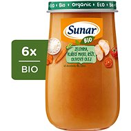 Sunar BIO příkrm Zelenina, kuřecí maso, rýže, olivový olej 6× 190 g