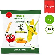 Freche Freunde BIO Zeleninové tyčinky s rajčetem, kukuřicí a hráškem 4× 30 g - Křupky pro děti