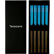 ECOCARE Kovové Sushi Hůlky Box Gold-Blue 10 ks - Sada příborů