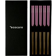 ECOCARE Kovové Sushi Hůlky Box Gold-Pink 10 ks - Jídelní hůlky