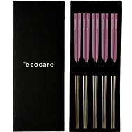 ECOCARE Kovové Sushi Hůlky Box Silver-Pink 10 ks - Jídelní hůlky
