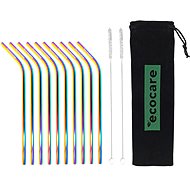 ECOCARE Kovová Brčka Set Rainbow Bent 10 ks - Brčko