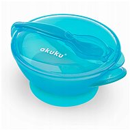 AKUKU bowl with suction cup and spoon, blue