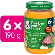 GERBER ORGANIC dětský příkrm zelenina s telecím masem 6× 190 g - Příkrm
