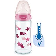 NUK FC+ láhev sklo s kontrolou teploty 240 ml, růžová - Kojenecká láhev