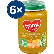 Příkrm Hami Hráškovo-kukuřičné pyré s telecím 6× 200 g - Příkrm