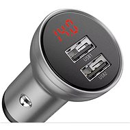 Nabíječka do auta Baseus Digital Display Dual USB Car Quick Charger 24W Silver - Nabíječka do auta