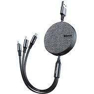 Datový kabel Baseus Fabric 3-in-1 Flexible Cable USB-C + Lightning + microUSB 1.2m grey - Datový kabel
