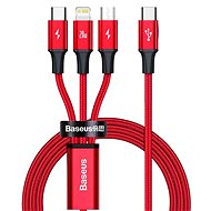 Baseus Rapid Series nabíjecí / datový kabel 3v1 USB-C (USB-C + Lightning + USB-C) PD 20W 1,5m, červe - Datový kabel